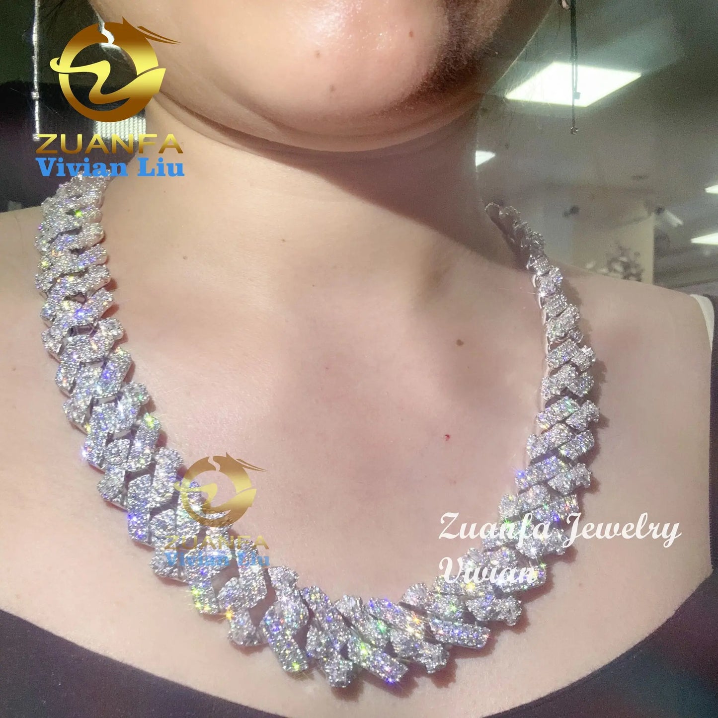 Luxury Hip Hop Jewelry Iced Out Vvs Moissanite 925 Sterling Silver Diamond Cuban Link Chain - Uknowucme