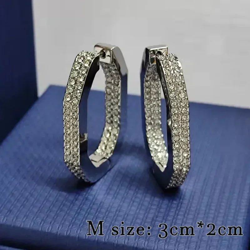 2025 New Trend Fine Jewelry Sets Charm Personality Gold Silver Geometric Crystal Fashion Personality Necklace Earrings for Women - Uknowucme