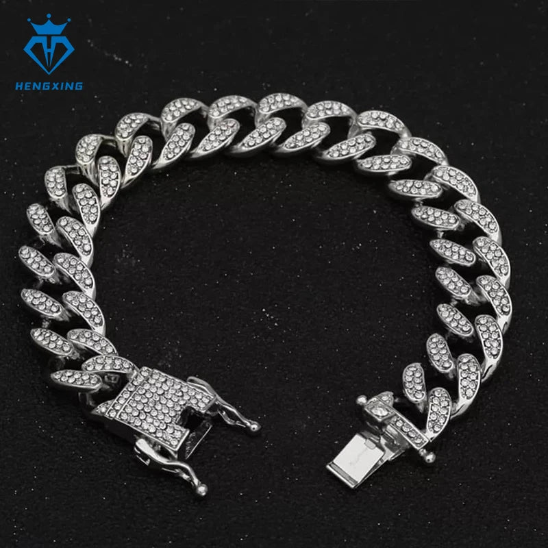 Fine Jewelry Sale 15mm Cuban Chain Bracelet Luxury 925 Silver Moissanite Bracelet Cuban Link Chain Bracelet - Uknowucme