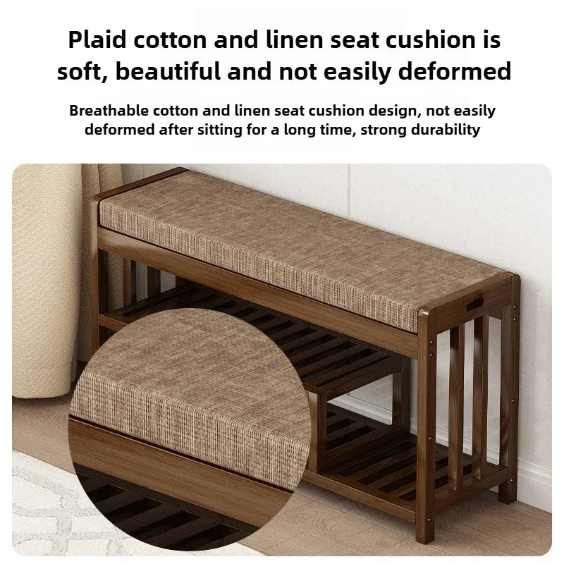 Shoe change stool Home door entry bench Solid wood shoe stool Storage shoe rack Simple bench Soft bag Sofa stool - Uknowucme