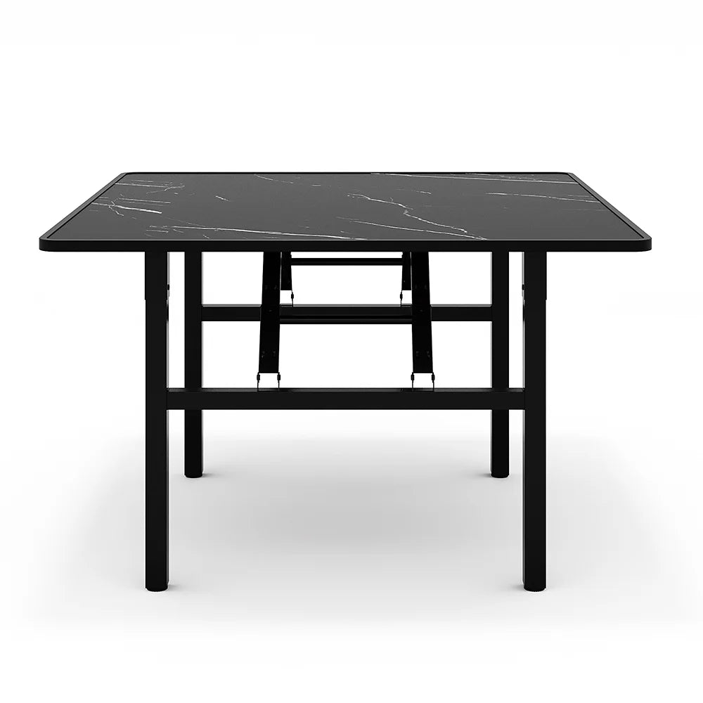 Square Marble Effect 80cm Folding Coffee Table Camping Dining Table Office Center Kitchen Furniture - Uknowucme