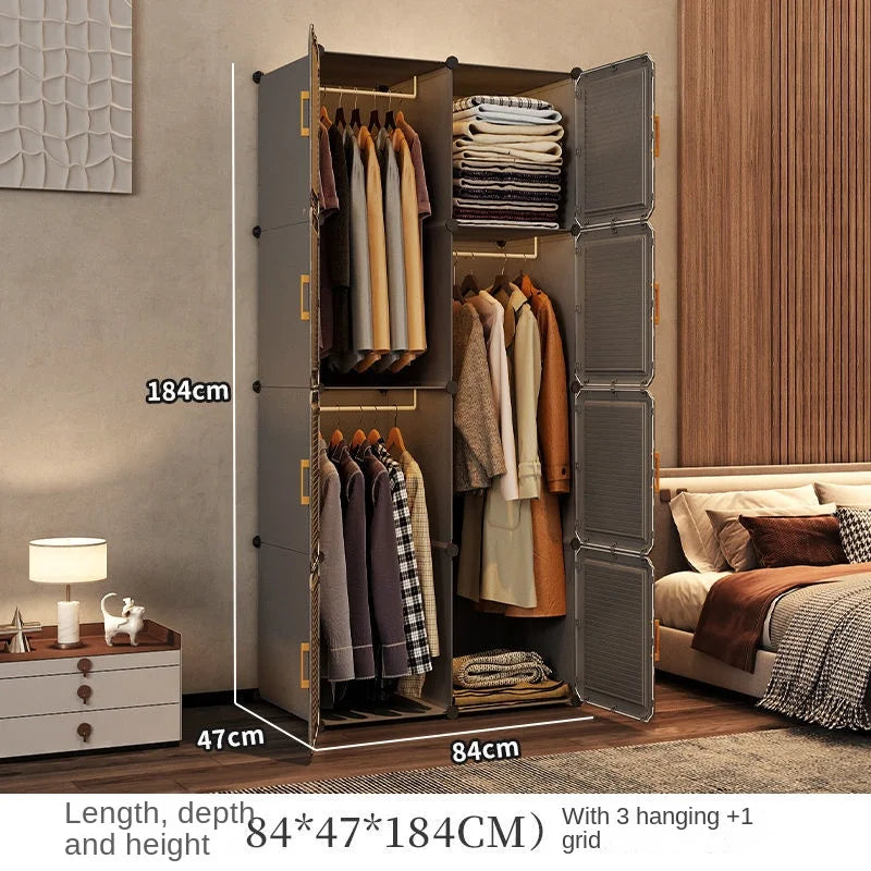 Simplicity Household Wardrobe Bedroom Furniture Clothing Organizer Rack Assemble Storage Cabinets Dustproof Collapsible Locker - Uknowucme