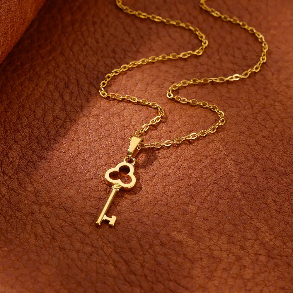 316L Stainless Steel Gold Color key Pendant For Women Non-fading Necklaces Accessories Top Quality Jewelry Gifts - Uknowucme