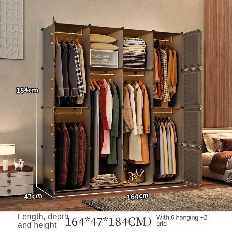 Simplicity Household Wardrobe Bedroom Furniture Clothing Organizer Rack Assemble Storage Cabinets Dustproof Collapsible Locker - Uknowucme