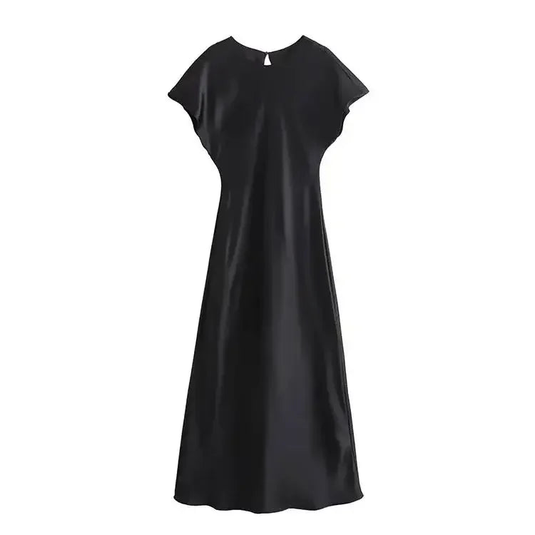 TRAF 2024 Midi Satin Dress Woman Long Dresses For Women Chic And Elegant Evening Dresses Female Party Dress - Uknowucme