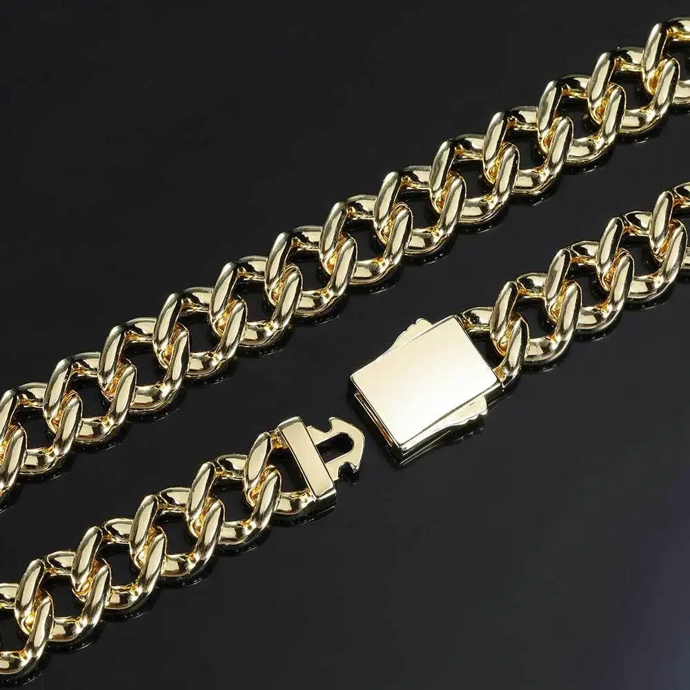 12mm Hip Hop Miami Cuban Chain Moissanite Diamond Style S925 Sterling Silver Gold Plated Necklace For Men Rap Rock Jewelry - Uknowucme