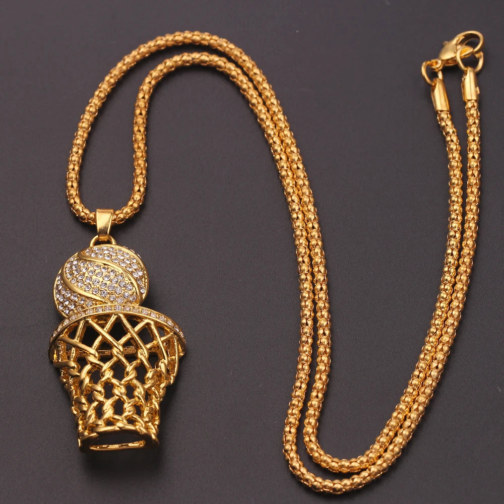 Basketball Hoop Pendant Necklace Basketball Legend Number 23 Drop Necklace Men Hip Hop Rock Neck Chain Jewelry Accessories - Uknowucme