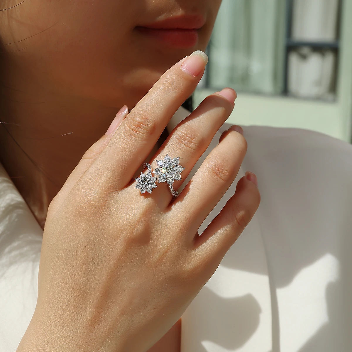 JIUZUAN Moissanite Ring, S925 Silver & 18K Gold Plating, Elegant Sparkling Design, Perfect Christmas Gift, Luxury Jewelry - Uknowucme