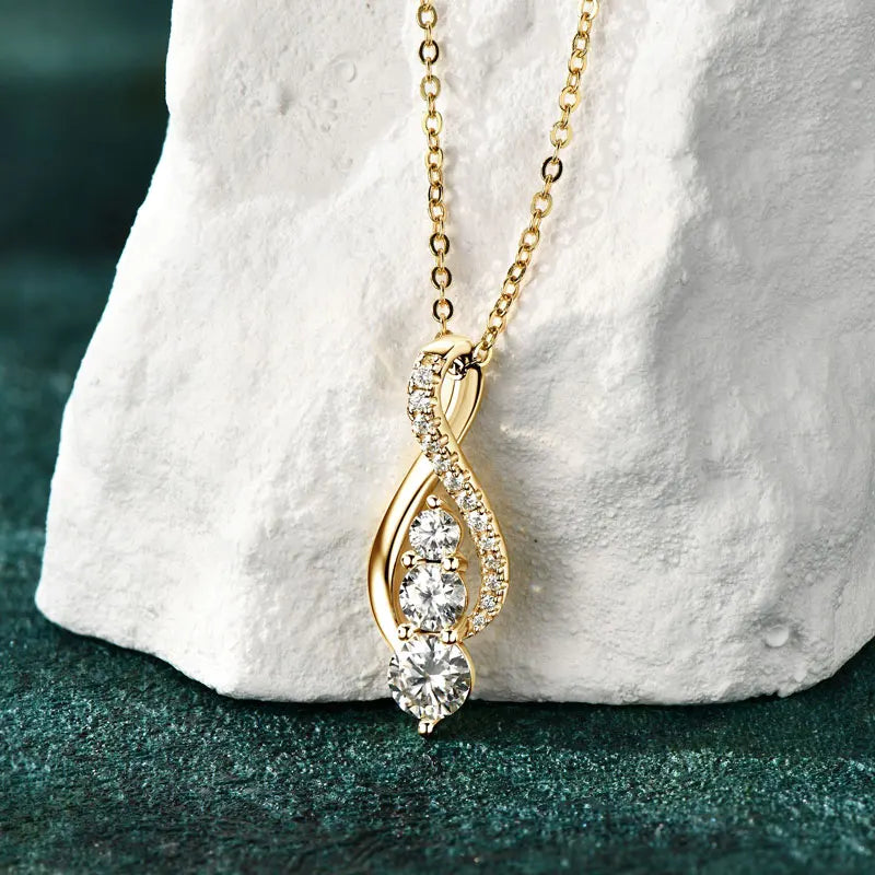 Anziw 7x10mm 2ct Pear Cut Moissanite Infinity Pendant Necklace for Women 925 Sterling Silver Adjustable Chain Fine Jewelry Gift - Uknowucme