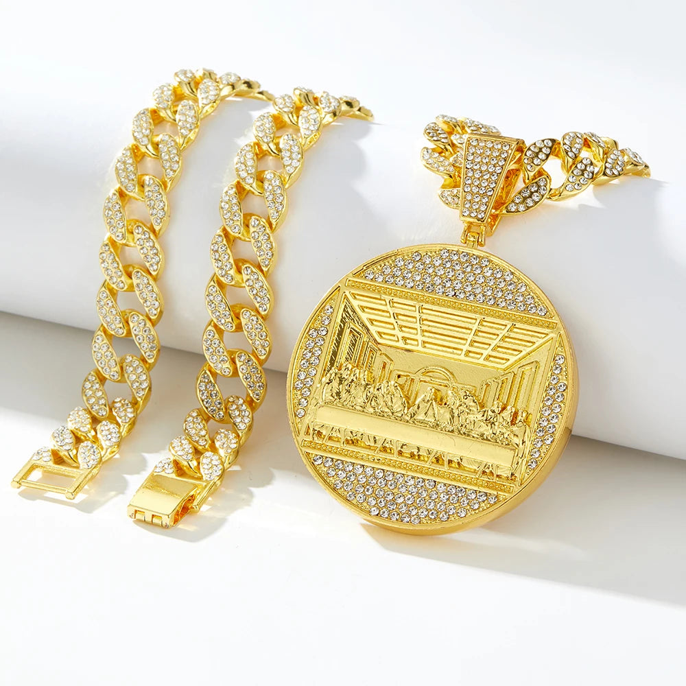 Hip hop Last Supper Pendant Jewelry Necklace Rap Singer Necklace Religious Men and Women Cuban Pop Chain Gift - Uknowucme
