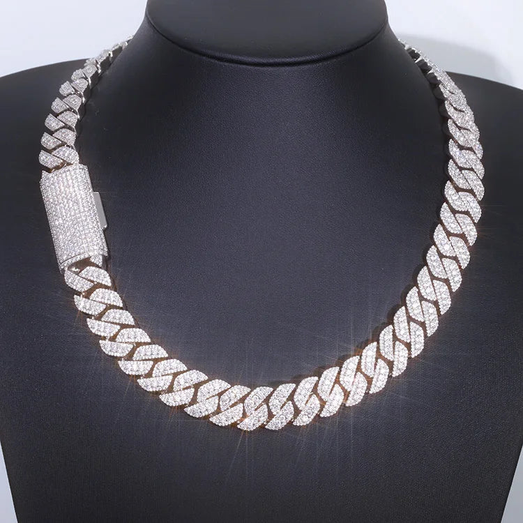 Bling Hip Hop Chain 16mm Wide Iced Out 925 Silver Necklace Set D/vvs Moissanite Diamond Cuban Link Chain - Uknowucme