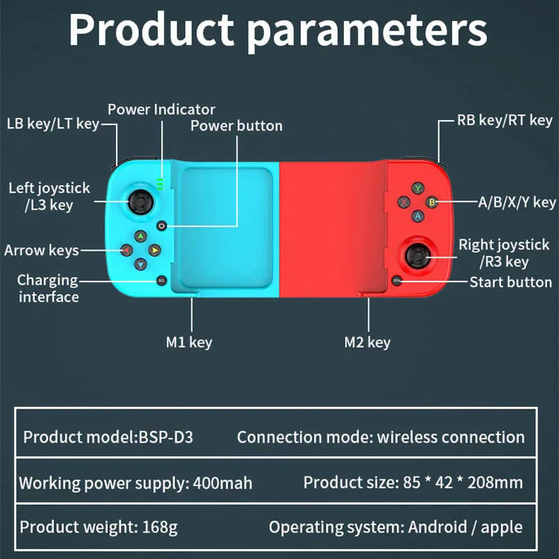 Wireless BT 5.0 Stretchable Game Controller For Mobile Phone Android IOS Gamepad Joystick Eat Chicken Gamepad for PS4 Switch PC - Uknowucme