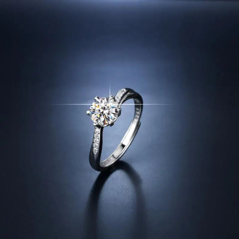 HOYON S925 Silver Non Fading 1 Carat Shiny Moissanite Luxury Women's Ring Engagement Wedding Jewelry Gift Box GRA Certificate - Uknowucme
