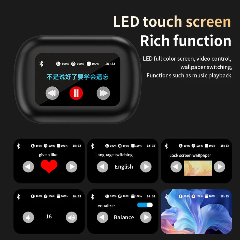 Gulanxo Wireless Bluetooth Earphones OWS Touchscreen Earphones Bluetooth 5.4 Microphone Call Sports Earphones - Uknowucme