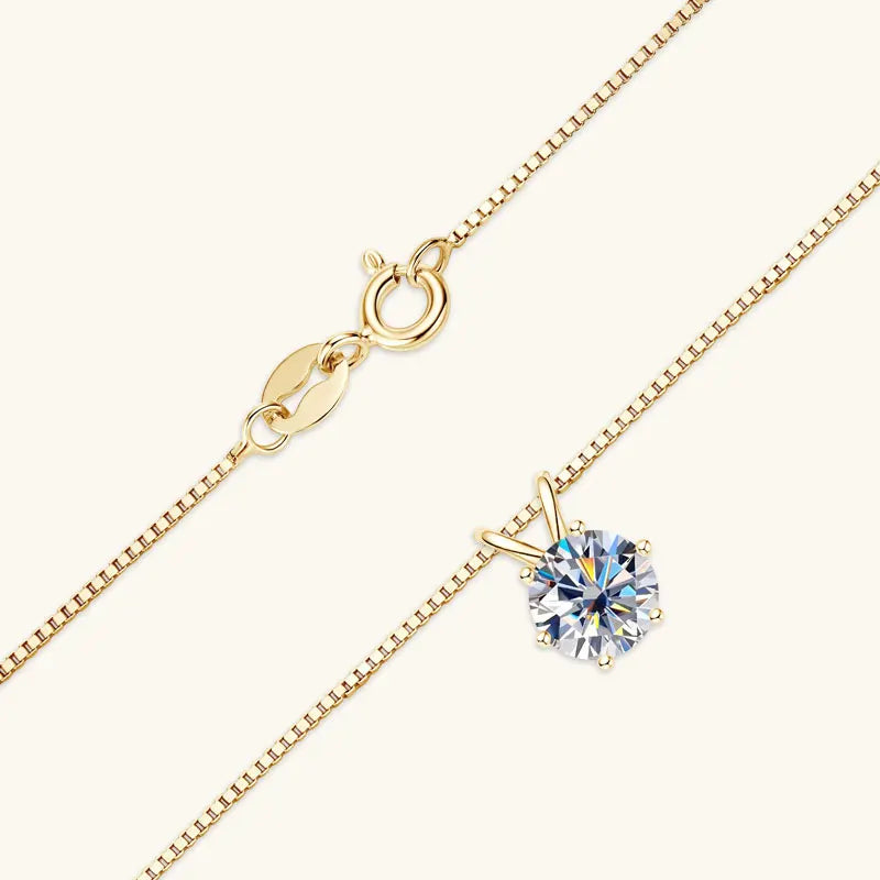 Lnngy 0.5ct-5ct Moissanite Pendant Necklace With Certificate For Women Original Real 925 Silver Chain Solitaire Drop Necklaces - Uknowucme