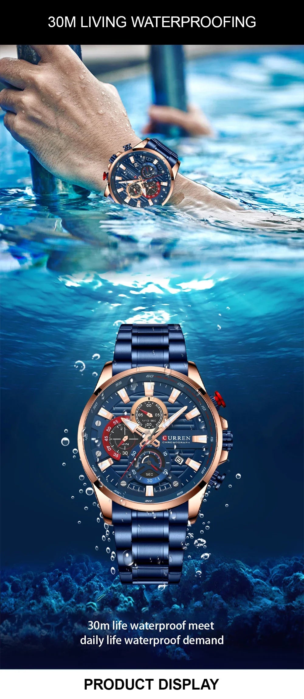 CURREN Multifunctional Quartz Men's Watch Sport Stainless Steel Strap Luminous Watch with Automatic Date часы мужские наручные - Uknowucme