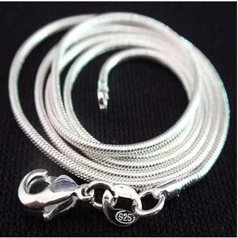 925 sterling silver necklace women, silver fashion jewelry Snake Chain 1mm Necklace 16 18 20 22 24" - Uknowucme