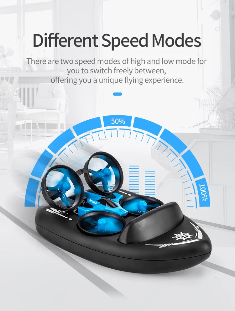 Sea, land, and air flight 3-in-1 JJRC H36F mini drone, unmanned mode, 360 ° roll 2.4G 6-axis quadcopter ship RC children's toy