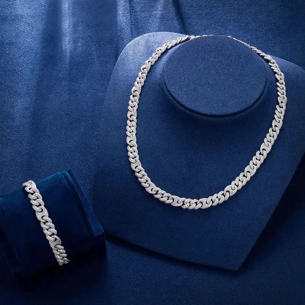 10mm Moissanite Chain 925 Sterling Silver Necklace Iced Out Hip Hop Jewelry Cuban Link Chain - Uknowucme
