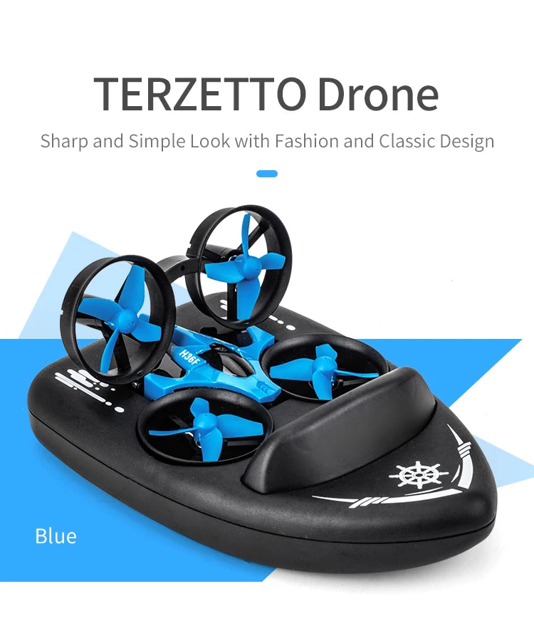 Sea, land, and air flight 3-in-1 JJRC H36F mini drone, unmanned mode, 360 ° roll 2.4G 6-axis quadcopter ship RC children's toy
