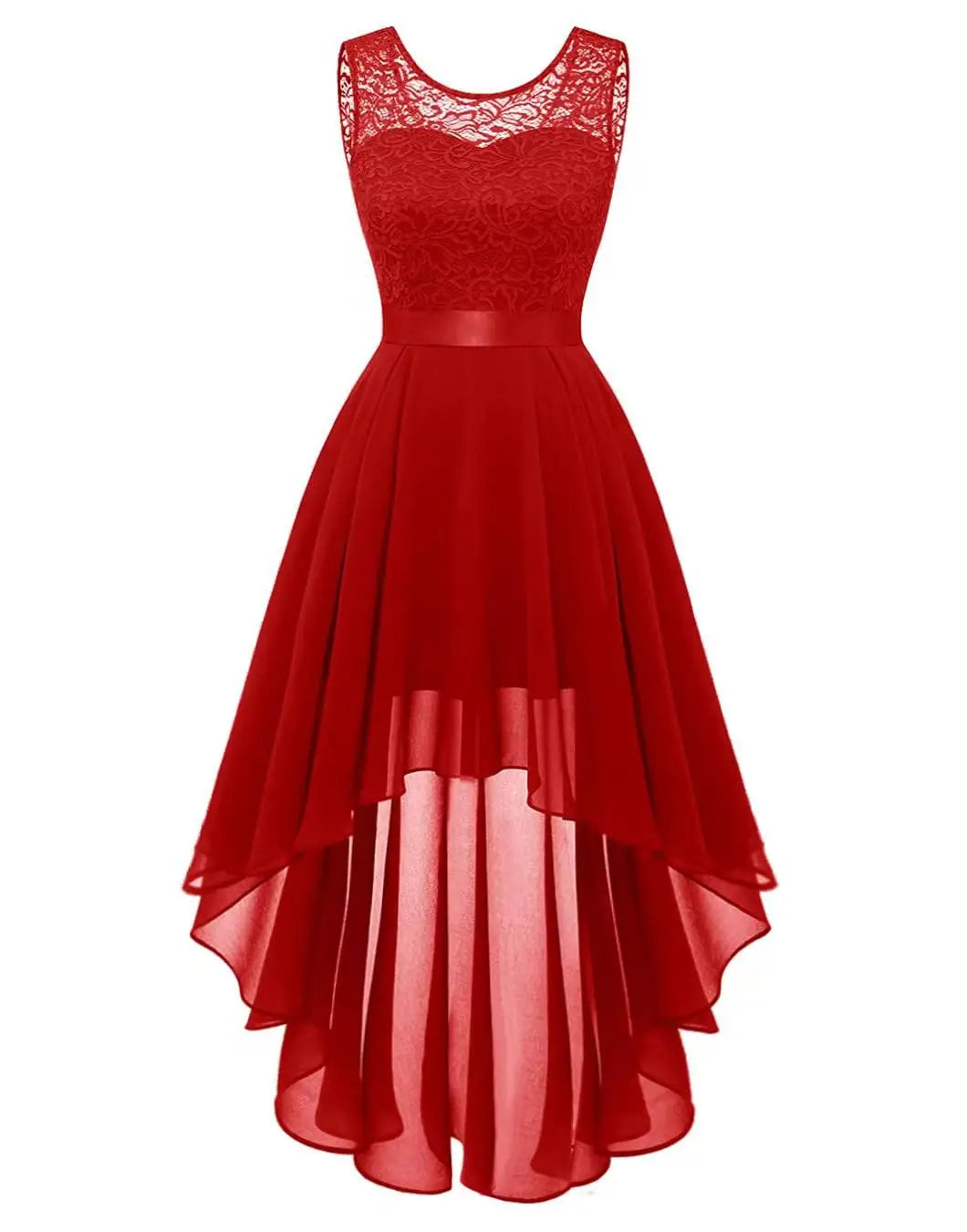 Women's Evening Dress Sexy Lace Paneled Chiffon Evening Gowns Ladies Elegant Fashion Solid Sleeveless Backless Midi Party Dress - Uknowucme