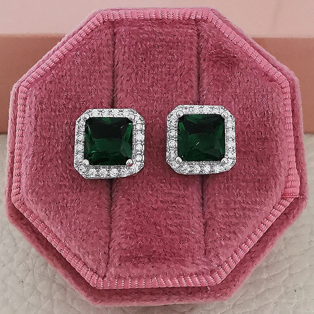 2024 New Luxury Princess Green Color Earring for Women Anniversary Gift Jewelry Wholesale Moonso E6049 - Uknowucme