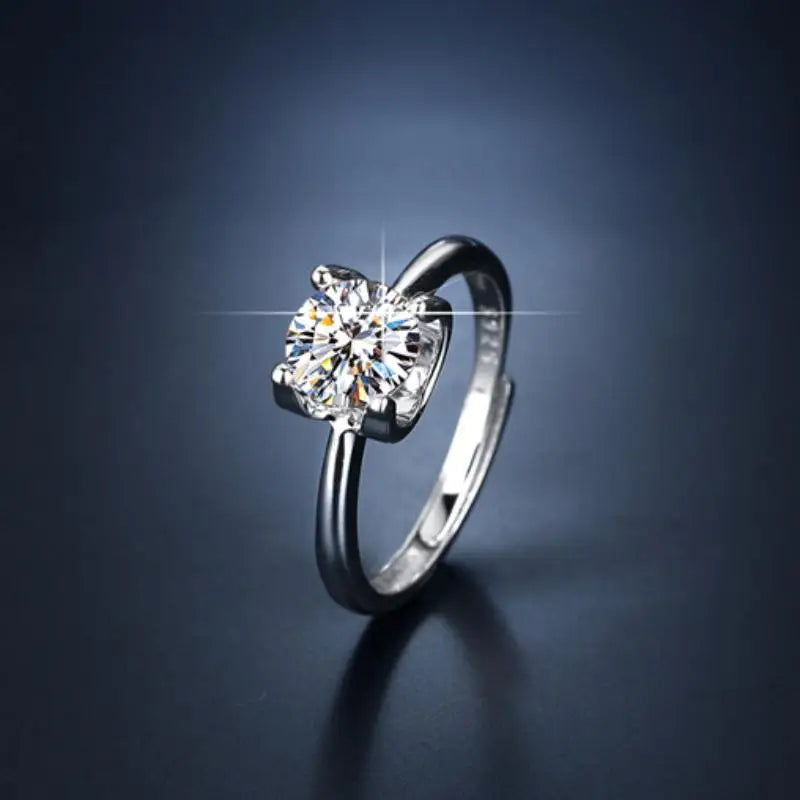 HOYON S925 Silver Non Fading 1 Carat Shiny Moissanite Luxury Women's Ring Engagement Wedding Jewelry Gift Box GRA Certificate - Uknowucme