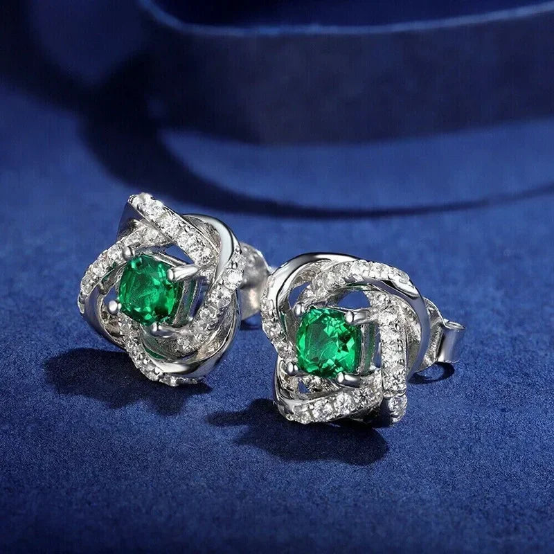 2025 Geometric Green CZ Sparkling Cubic Zirconia Earrings, Suitable for Women's Wedding Parties, Elegant Jewelry - Uknowucme