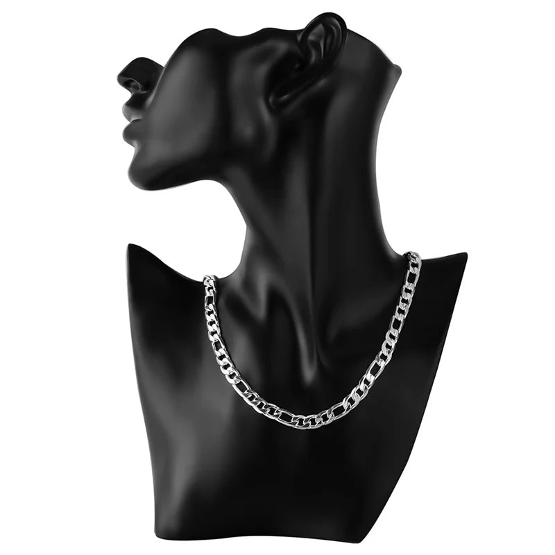 High Quality Men's 8mm 24'' 60cm Gold Necklace 24k Yellow Gold Color Figaro Chain Necklace For Male Luxury Jewelry - Uknowucme