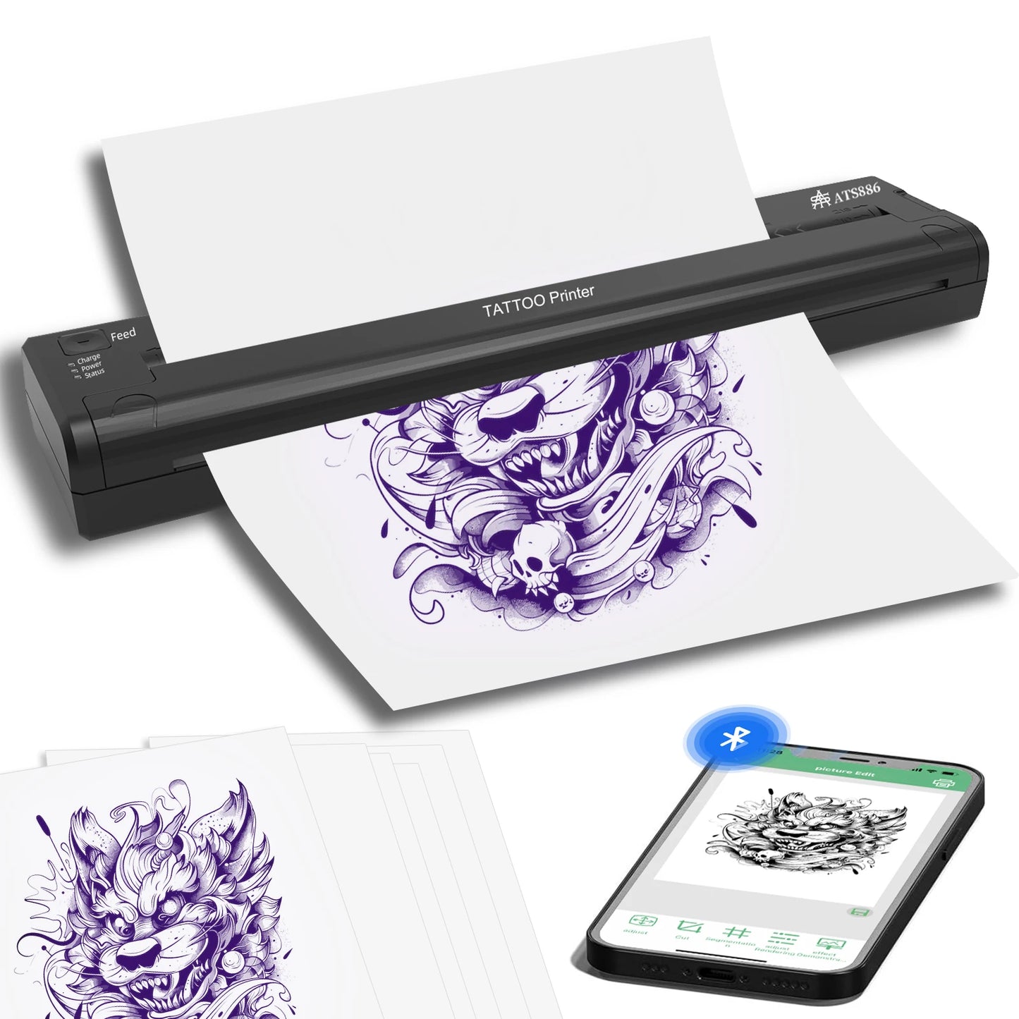 YILONG Tattoo Stencil Printer Thermal ATS886 Portable Transfe Machine for Tattoo Artists & Beginners Tattoo Supplies - Uknowucme