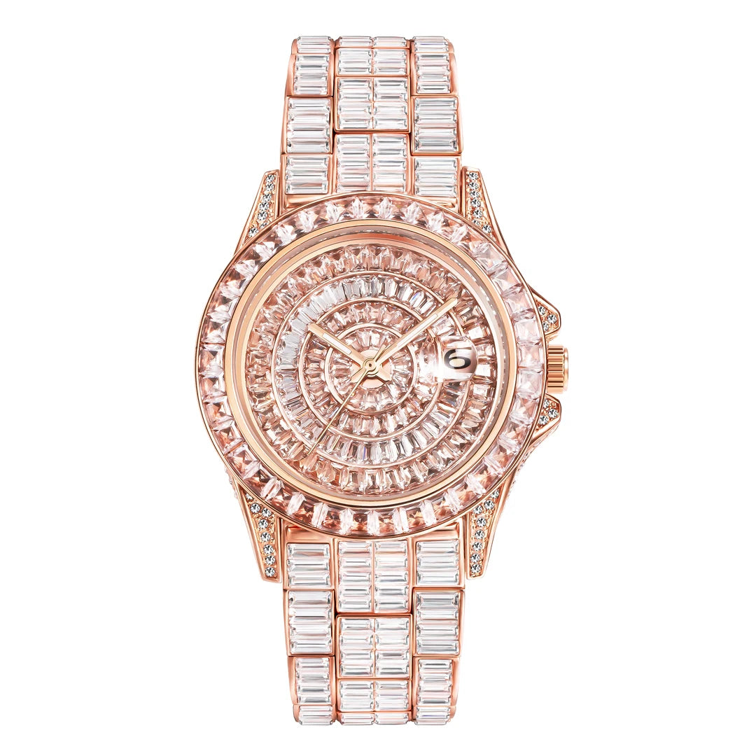 MISSFOX Hip Hop Men Watch Luxury Ice Out Fully Diamond Rose Gold Watches Fashion Stainless Steel Waterproof Male Clock Gift 2022 - Uknowucme