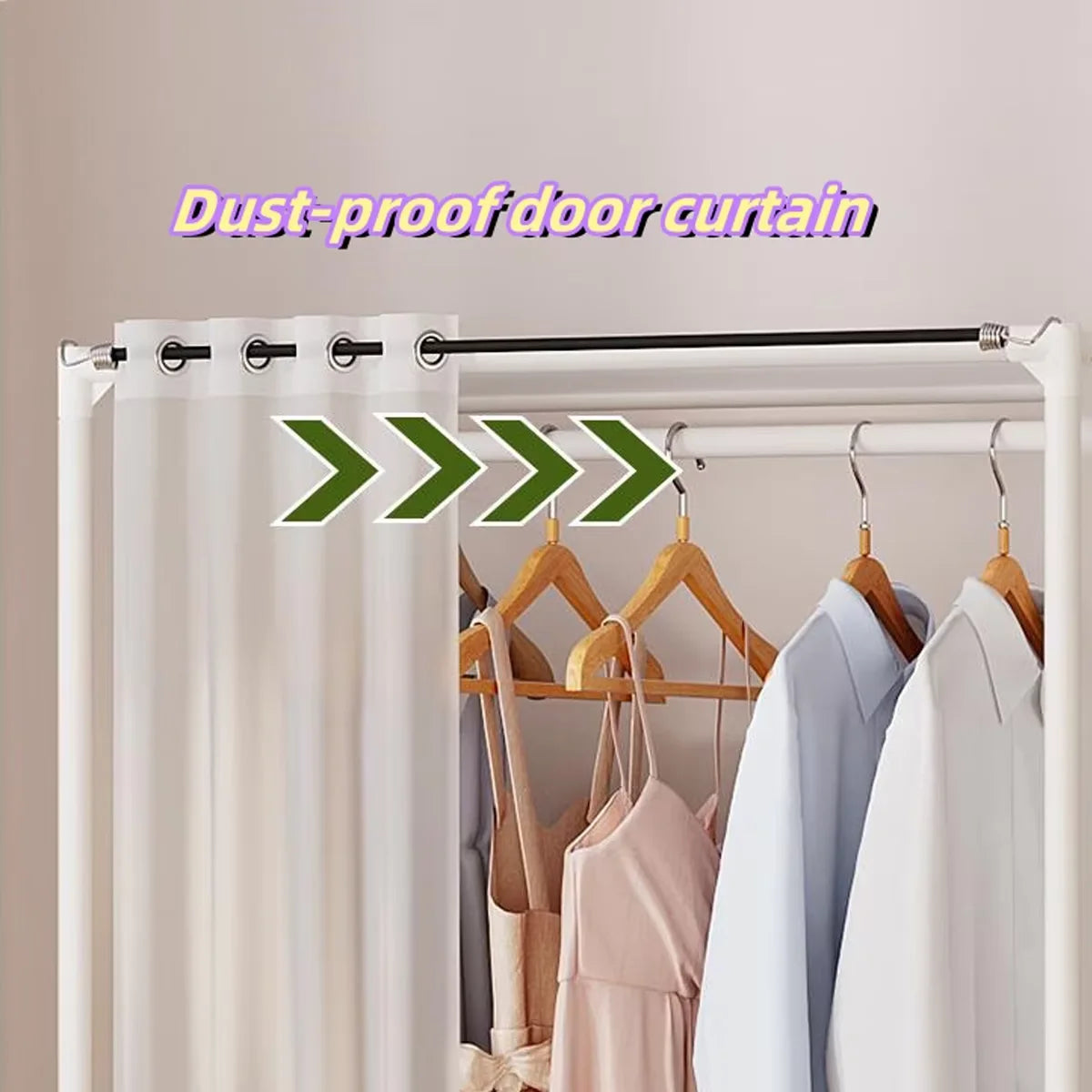 Wardrobe Rack Dustproof Cloth Closet Organizers Cabinet Large Capacity Heavy Duty Simple Assembly Bedroom Hanger Storage Shelves