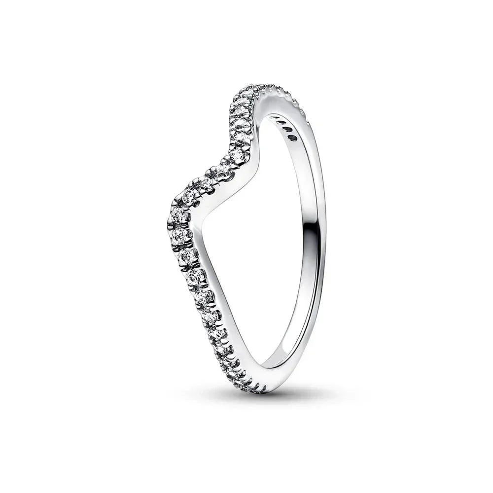 New High Quality 925 Sterling Silver pretty Radiant Heart Pavé Signet Ring Sparkling Wave ME Pavé & Red Dual Ring DIY Gift - Uknowucme