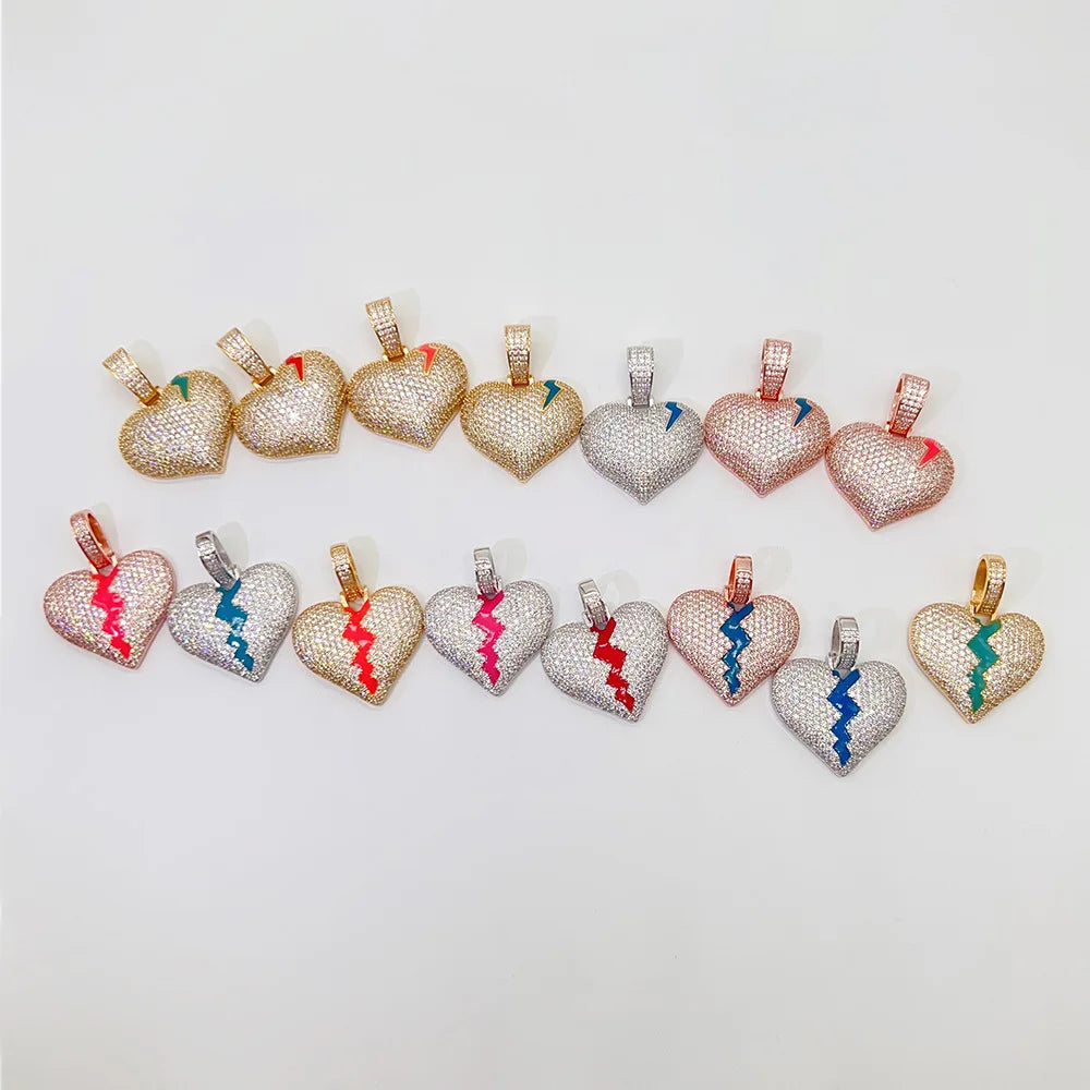 Fluorescence Heart Moissanite Pendant Necklaces For Men S925 Silver Real Diamond Necklace Women Jewelry Pass Tester With GRA - Uknowucme