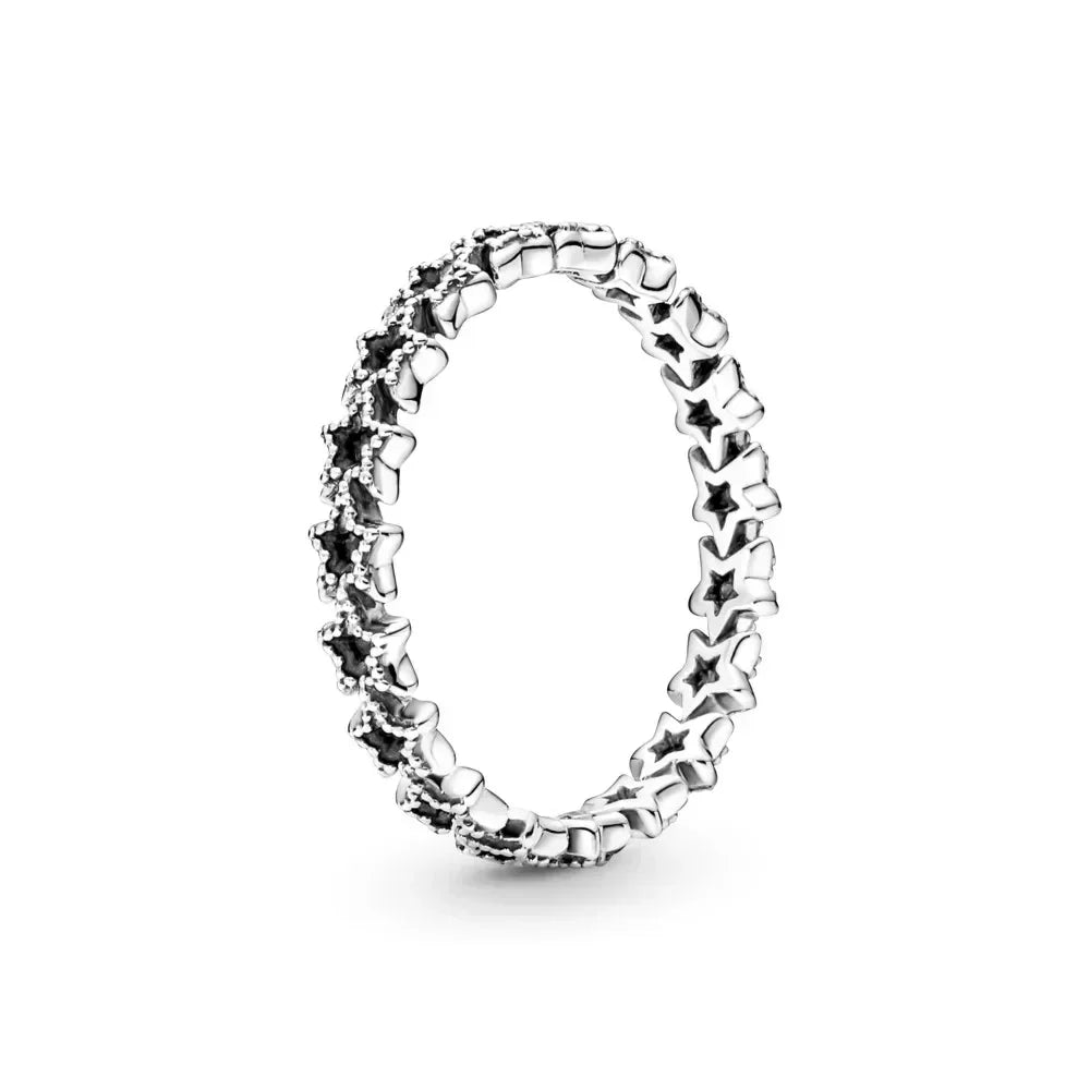 High-Quality New 925 Sterling Silver pretty Sparkling Row Eternity Ring Three Stone Vintage Ring Fit Party Woman Jewelry Gift - Uknowucme