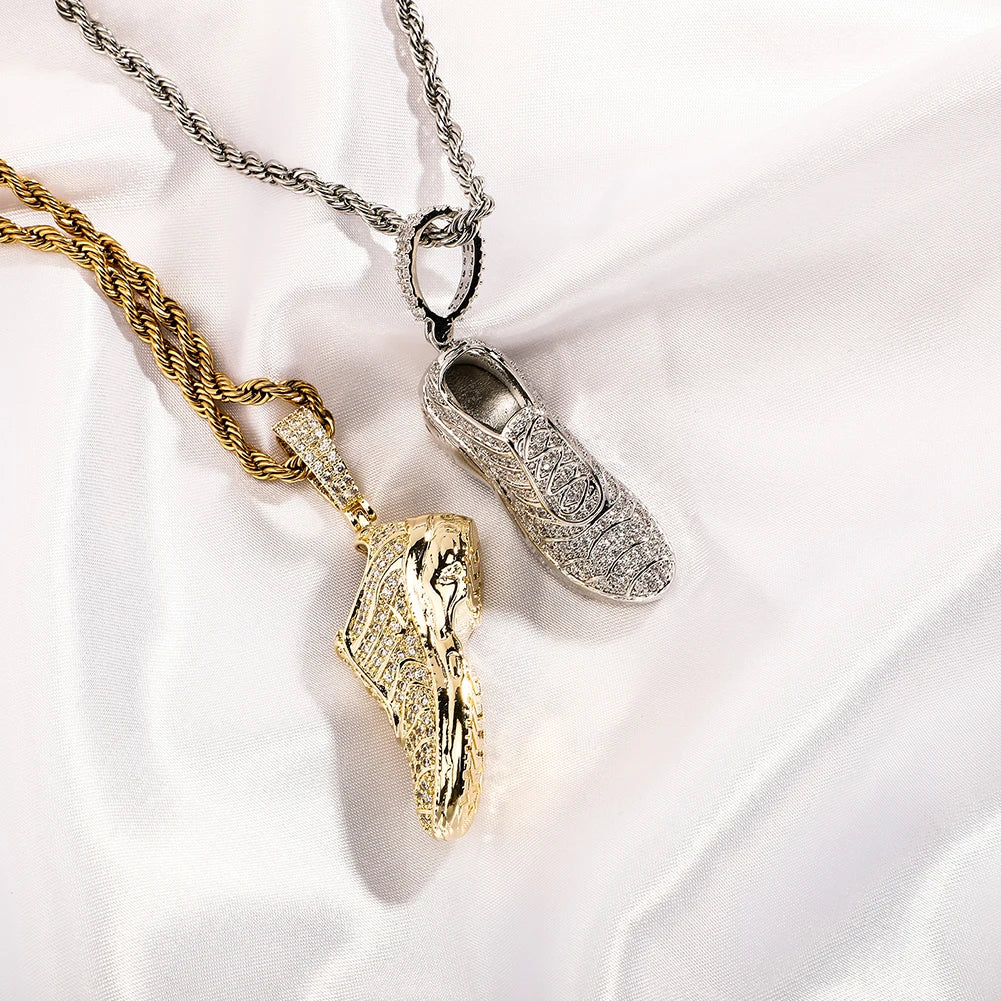 TOPGRILLZ New Shoe Model Pendant Hip Hop Men Women Pendant Sparkling Ice Crystal Zircon Necklace Fashion Charm - Uknowucme