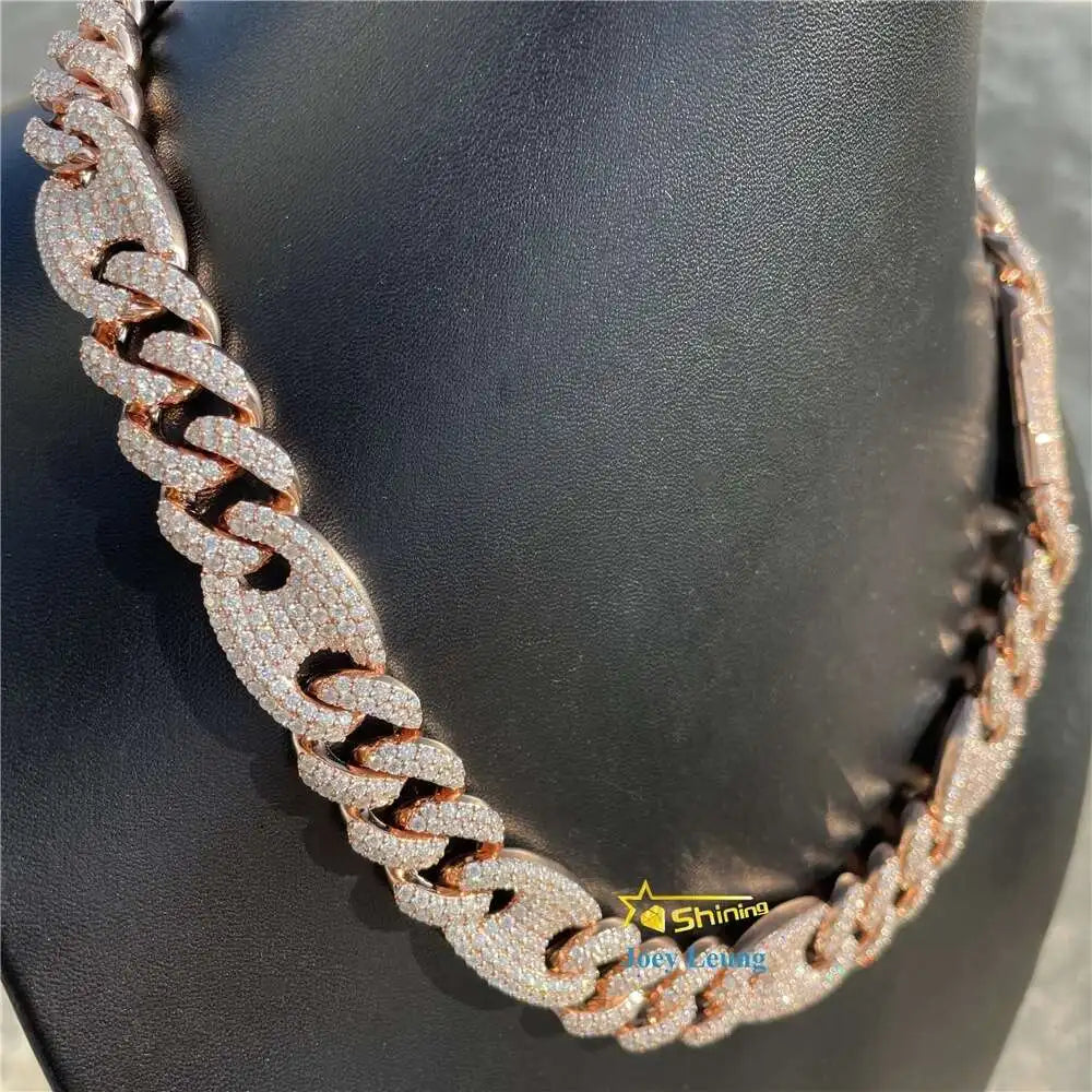 New Arrival Fine Jewelry 15mm Width Hip Hop Iced Out S925 Gold Plated Custom Vvs Moissanite Cuban Link - Uknowucme