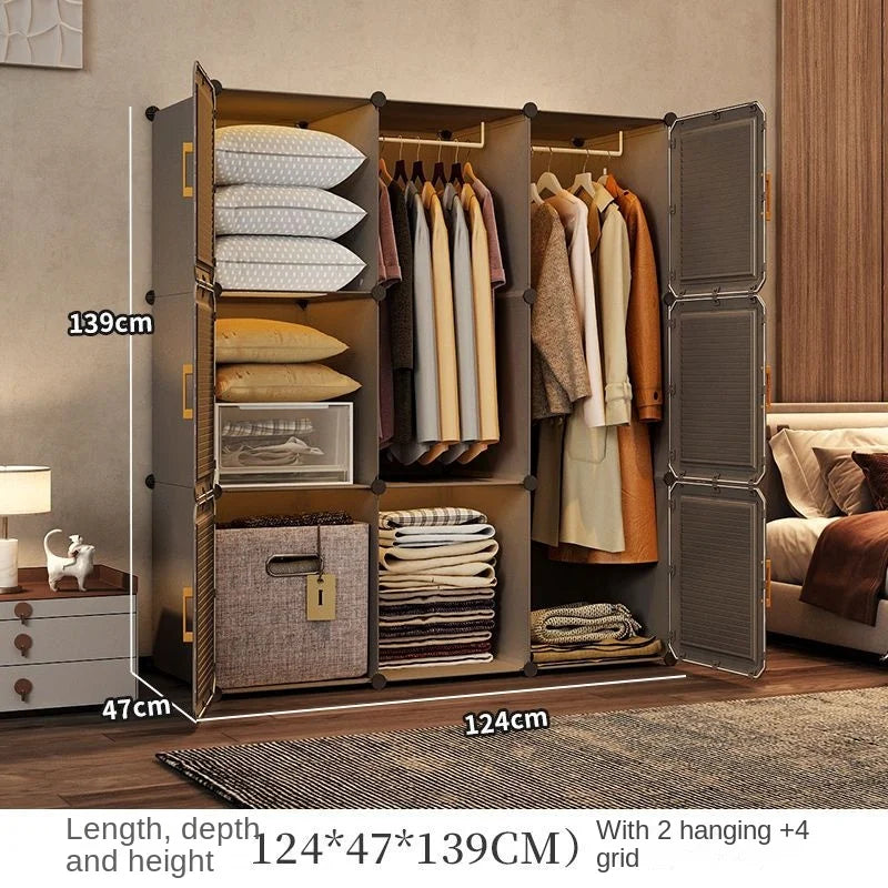 Simplicity Household Wardrobe Bedroom Furniture Clothing Organizer Rack Assemble Storage Cabinets Dustproof Collapsible Locker - Uknowucme