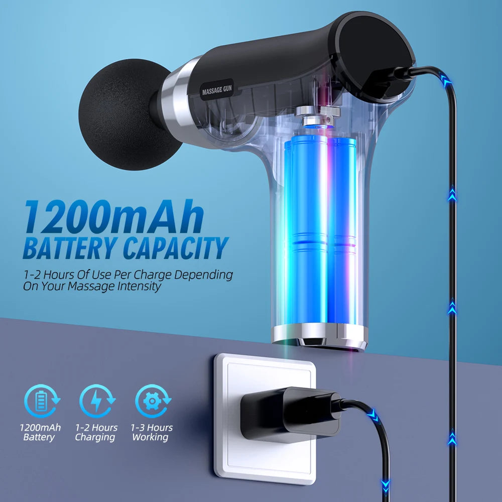 LCD Display Massage Gun Portable Percussion Pistol Massager Body Neck Deep Tissue Muscle Relaxation Vibration Strike for Women - Uknowucme