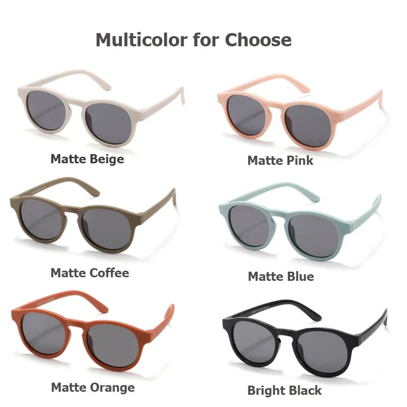 2023 Fashion Kid's First Sunglasses Round Flexible UV400 Polarized Girls Boys Silicone Sun Glasses for Ages 3-12 Years Children - Uknowucme