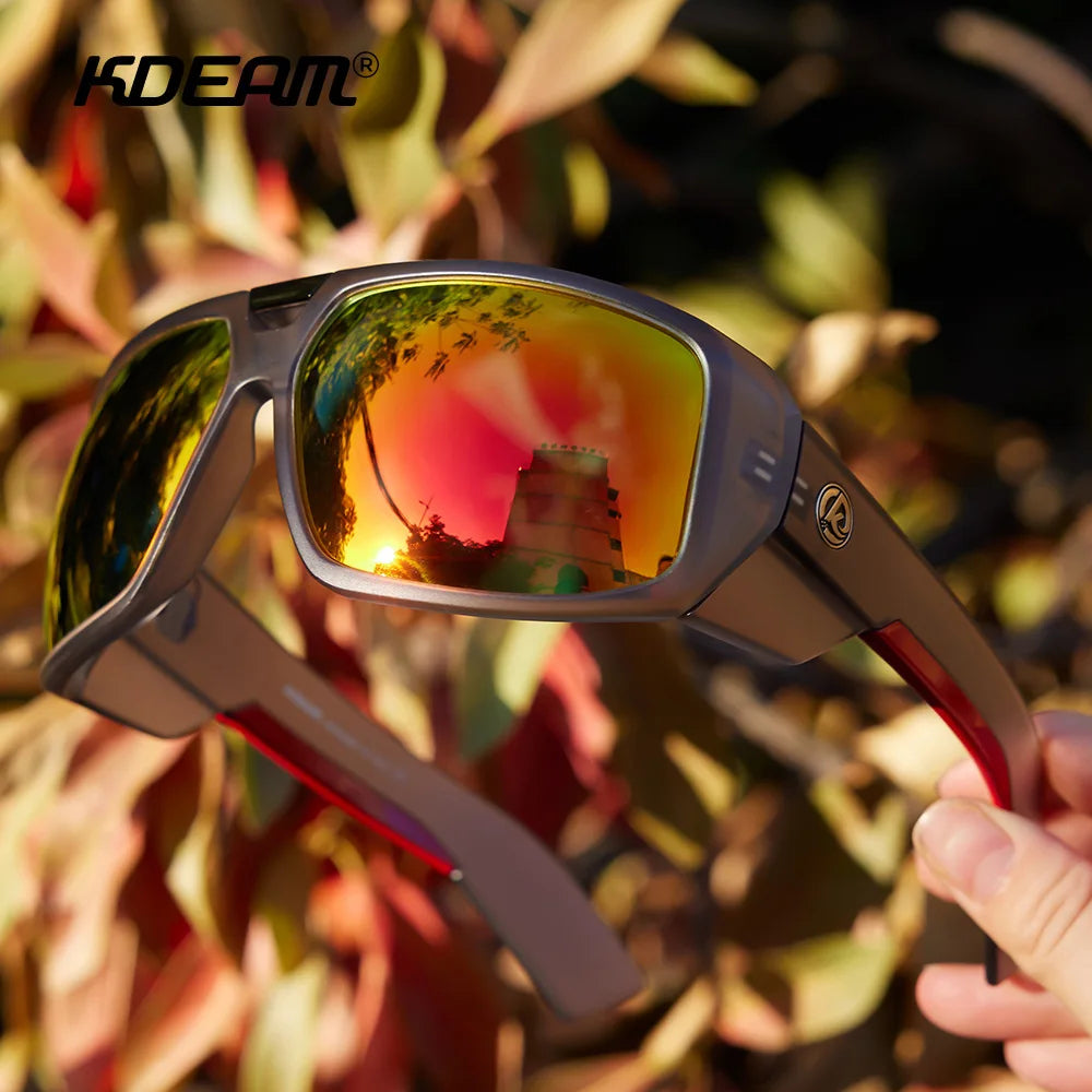 KDEAM for Polarized Sunglasses Men UV400 Sport Driving Goggles Mirrored Shield Brand New Shades With Free Box - Uknowucme