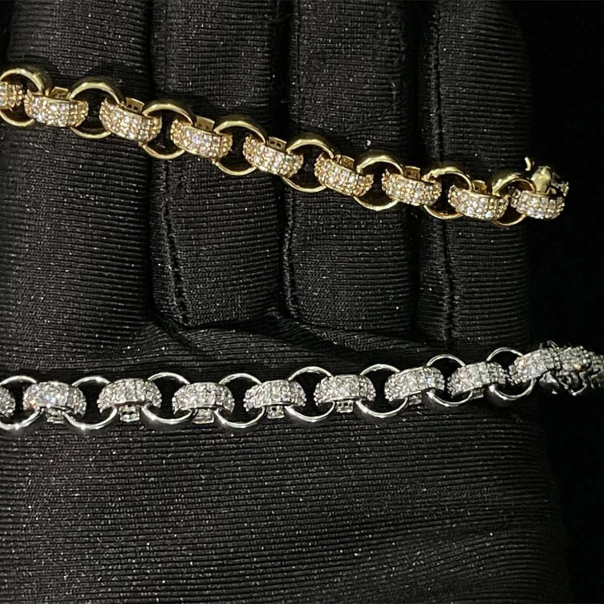Aokaishen Circle Cuban Link Bracelet Men Copper Chain Iced Out Cubic Zirconia Rapper Rock Hip Hop Jewelry - Uknowucme
