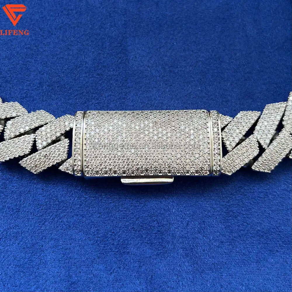 Lifeng Jewelry Vvs Moissanite 18mm Cuban Chain Vvs Moissanite Cuban Chain Hip Hop Necklace Iced Out Diamond Cuban Chain - Uknowucme