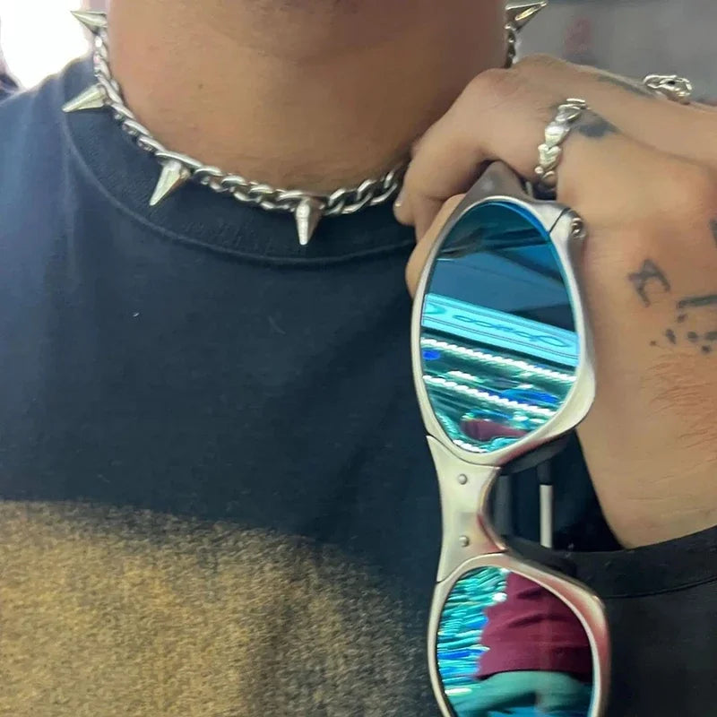 Hip -hop Metal Rivet Pendant Necklace For Women Men Punk Rock Gothic Fashion Necklace Charm 90s Aesthetic Jewelry Gift - Uknowucme