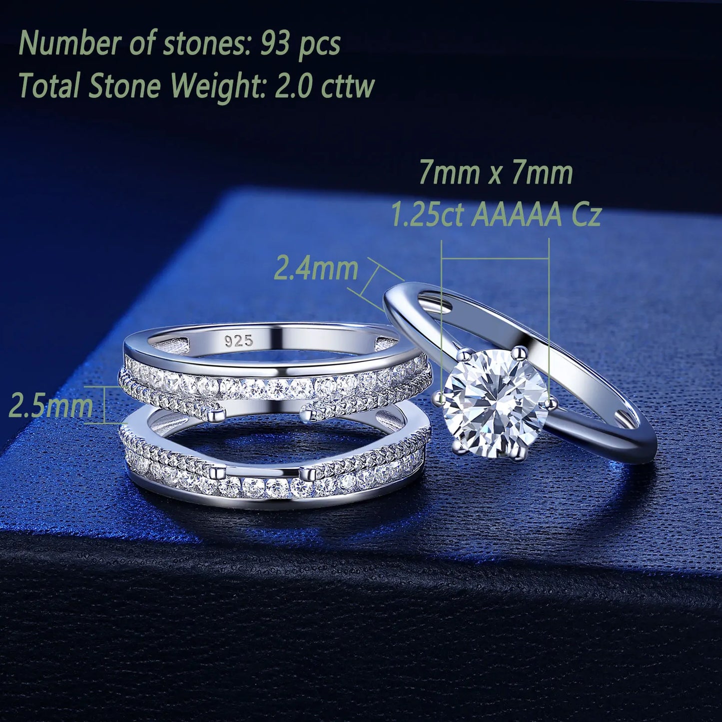 Newshe 2 Pcs Wedding Ring Set 925 Sterling Silver Yellow Gold Simulated Diamond CZ Engagement Rings for Women Luxury Jewelry - Uknowucme