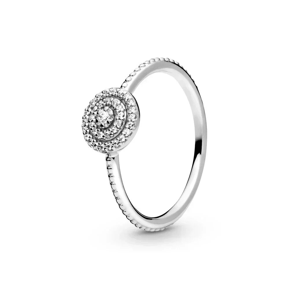 New High Quality 925 Sterling Silver pretty Radiant Heart Pavé Signet Ring Sparkling Wave ME Pavé & Red Dual Ring DIY Gift - Uknowucme