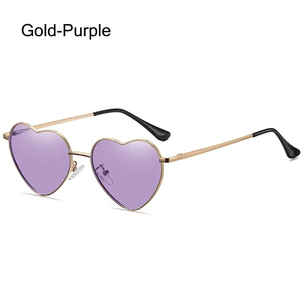 Heart-Shaped Sunglasses Heart Sun Glasses Shades Vintage 90s Glasses UV400 Protection Metal Frame Sunglasses Fancy Accessories - Uknowucme