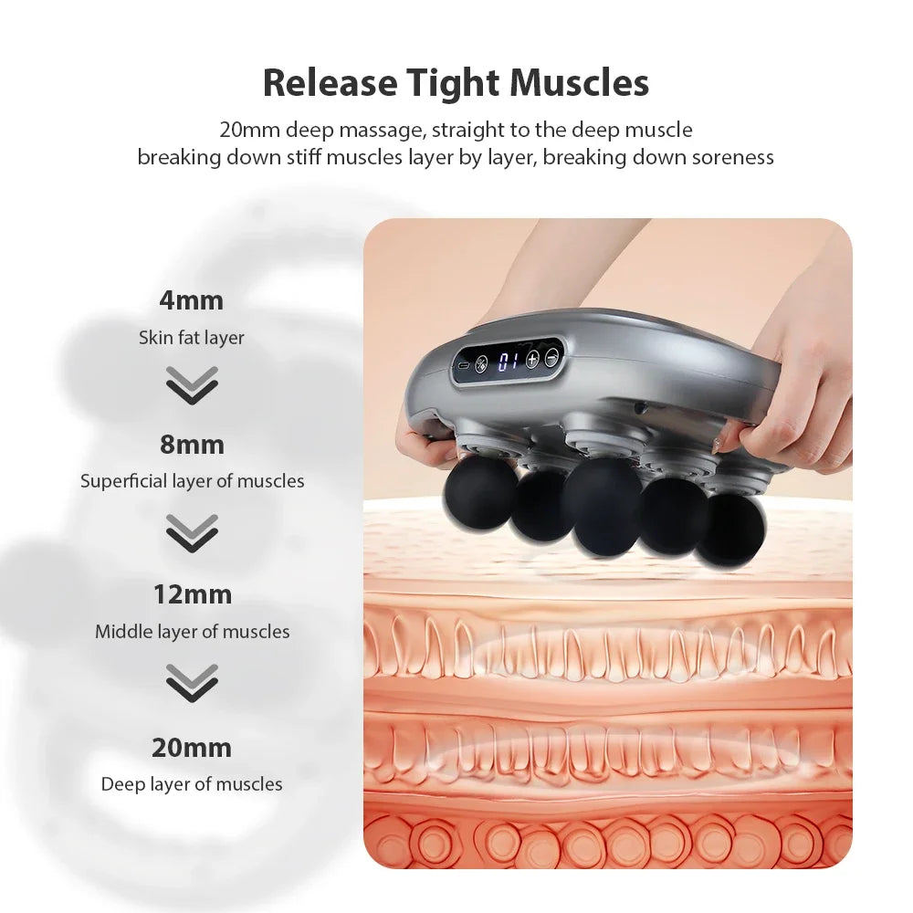 Six-head Fascia Gun High-Frequency Vibration Body Massage Gun Back and Waist Massager Massager Neck Shoulder Massager masajeador - Uknowucme