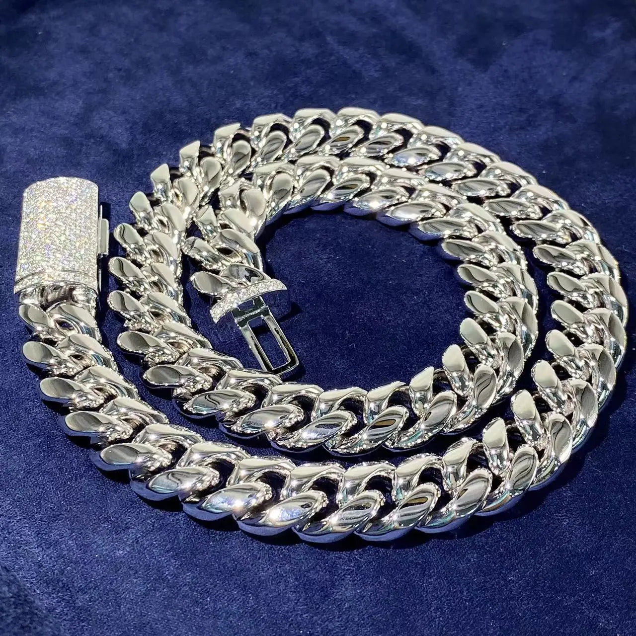 925 Silver Glasp Moissanite Necklaces For Men Stainless Steel Cuban Link Chain Necklace Pass Diamonds Tester Free Shipping - Uknowucme