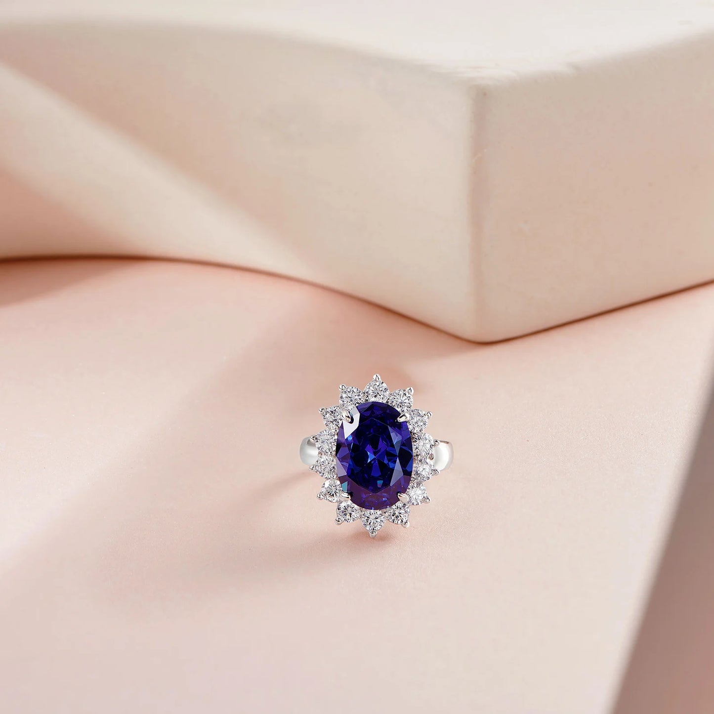 Newshe Vintage Solid 925 Sterling Silver Oval Blue Tanzanite Engagement Rings for Women Cocktail Party Wedding Luxury Jewelry - Uknowucme